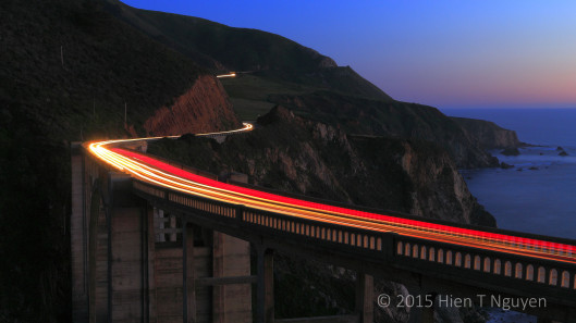 Bixby Bridge at night.