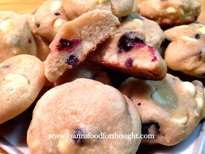 White Chocolate Blueberry Cookies plated