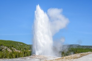 Erupting geyser